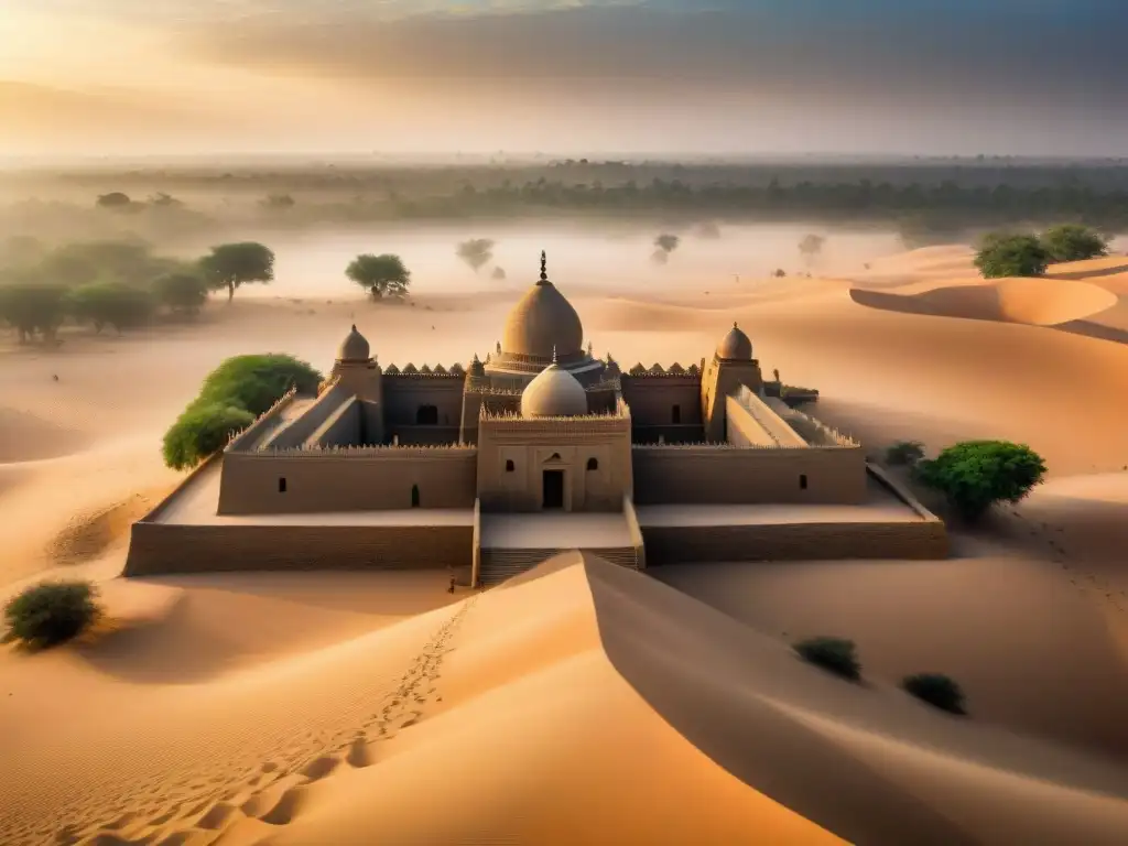 La majestuosidad de las ruinas de la Mezquita de Gao en Mali al atardecer africano