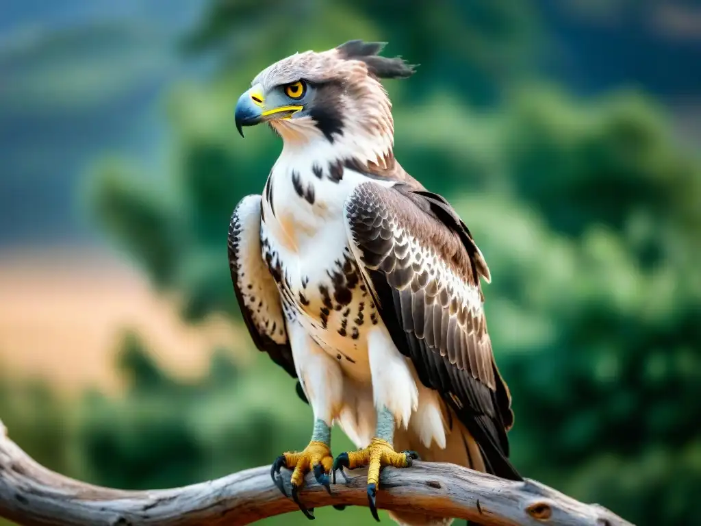 Majestuoso águila marcial africana en rama, detallada y poderosa, simbolismo aves rapaces África