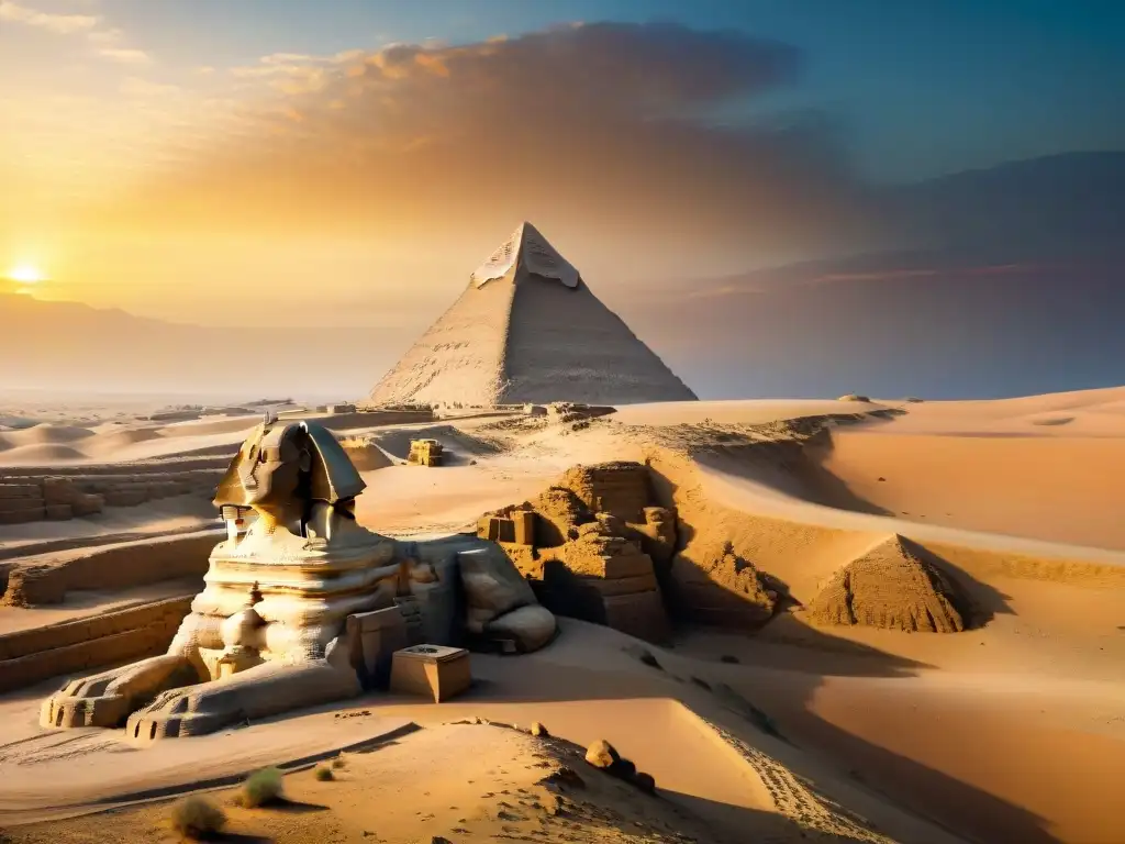 Esplendor milenario: la majestuosidad del Gran Esfinge de Giza Majestuoso Gran Esfinge de Guiza en el desierto egipcio, destacando la influencia global de las antiguas civilizaciones africanas