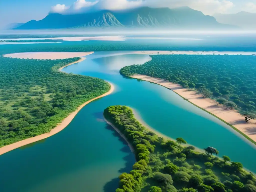 Manada de elefantes en Mana Pools National Park, Zimbabwe, con influencia global de civilizaciones africanas