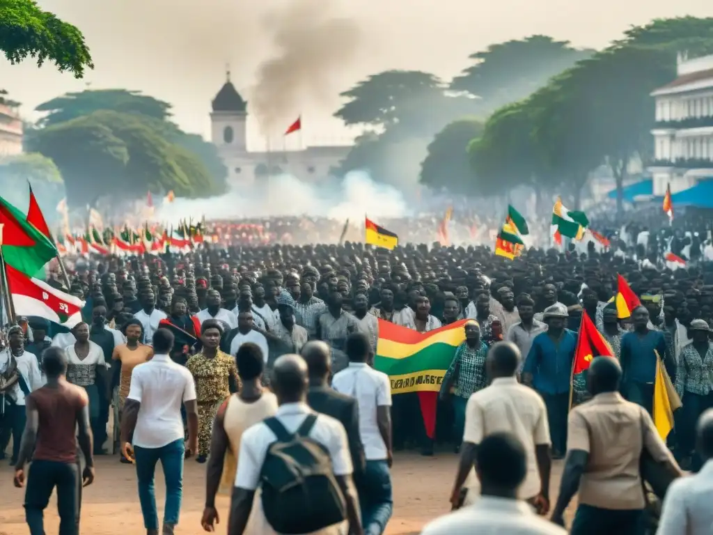 Manifestantes togoleses marchan por la independencia con determinación y unidad en las calles de Togo