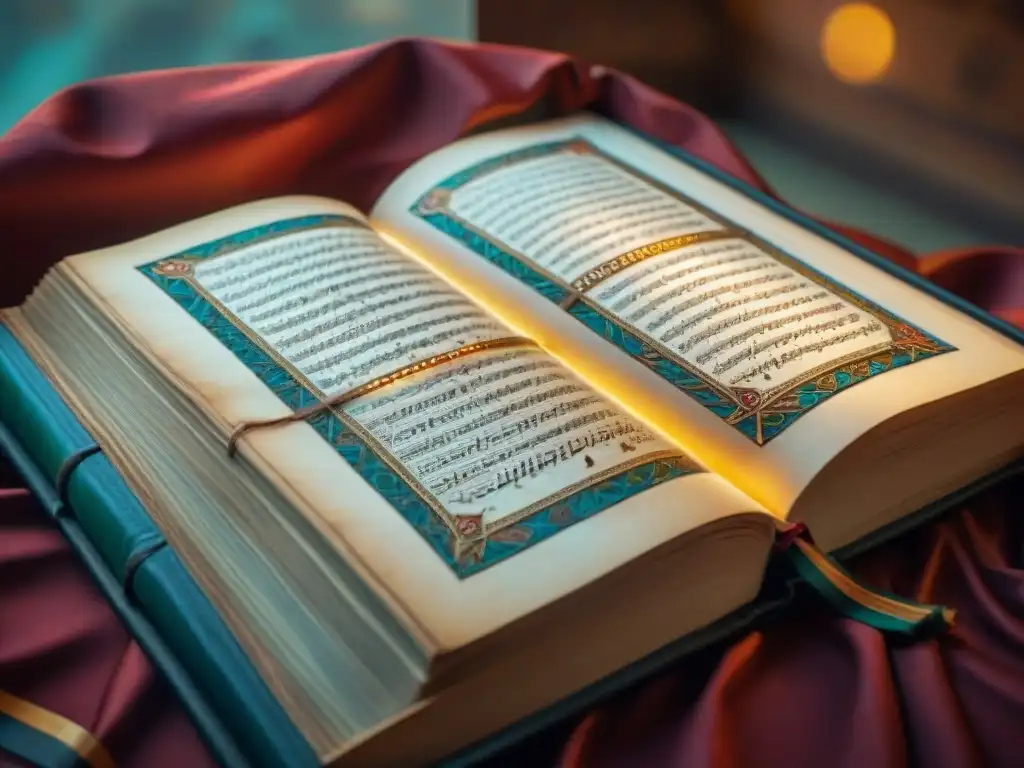 Un manuscrito antiguo de Tombuctú con caligrafía e ilustraciones detalladas, resaltando la influencia global de estas civilizaciones africanas