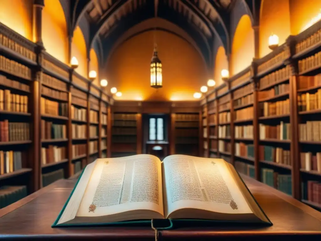 Manuscrito antiguo iluminado por velas en biblioteca tenue, revelando la rica historia de Universidades y Bibliotecas Sahel Edad Media