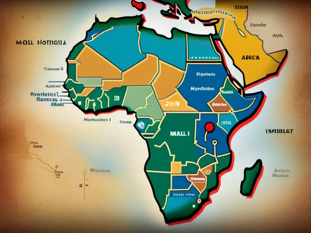 Mapa antiguo mostrando rutas comerciales del Imperio de Malí y la influencia de África en matemática