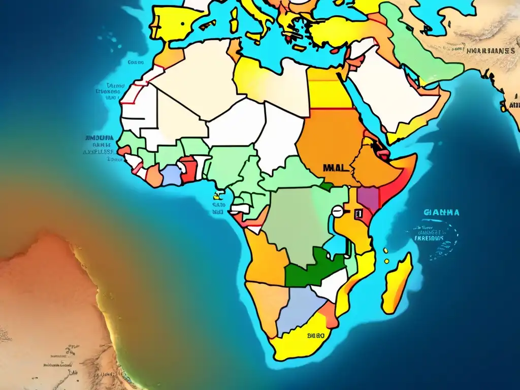 Mapa detallado de África con los Grandes Imperios Africanos resaltados