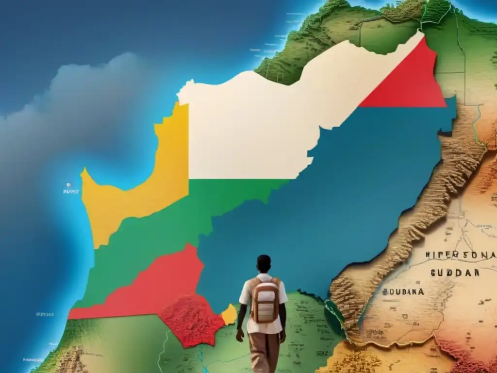 Mapa detallado de Sudán resaltando regiones clave en la compleja lucha por la independencia y división