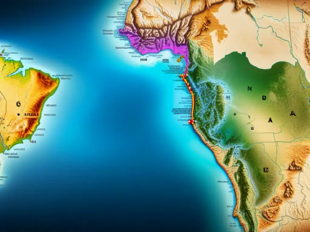 Mapa detallado de rutas comerciales entre África y el Imperio Otomano, con colores vibrantes resaltando la influencia africana en imperios otomanos