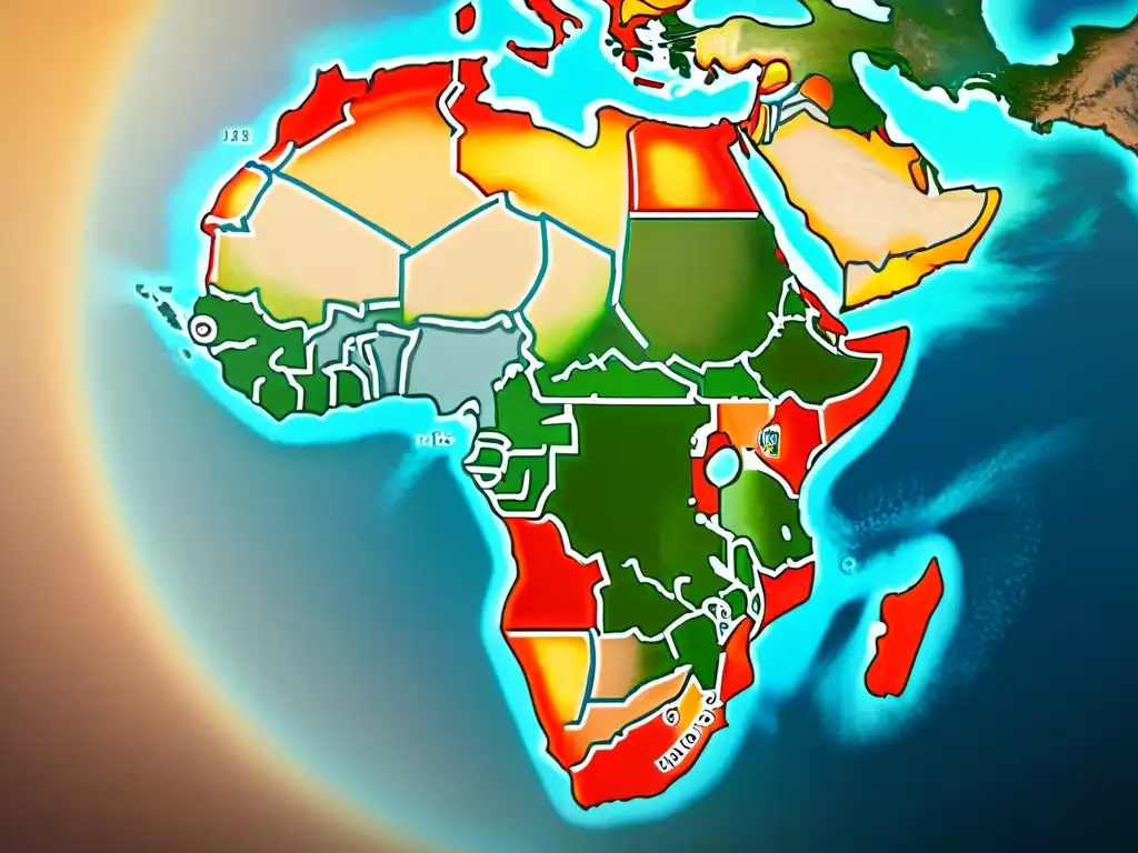 Mapa detallado de las rutas comerciales en África, mostrando una red de conexiones que moldearon su historia