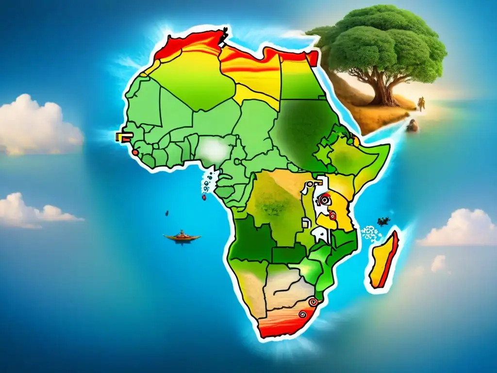 Mapa histórico detallado del declive de reinos en el sur de África, mostrando fronteras y territorios clave