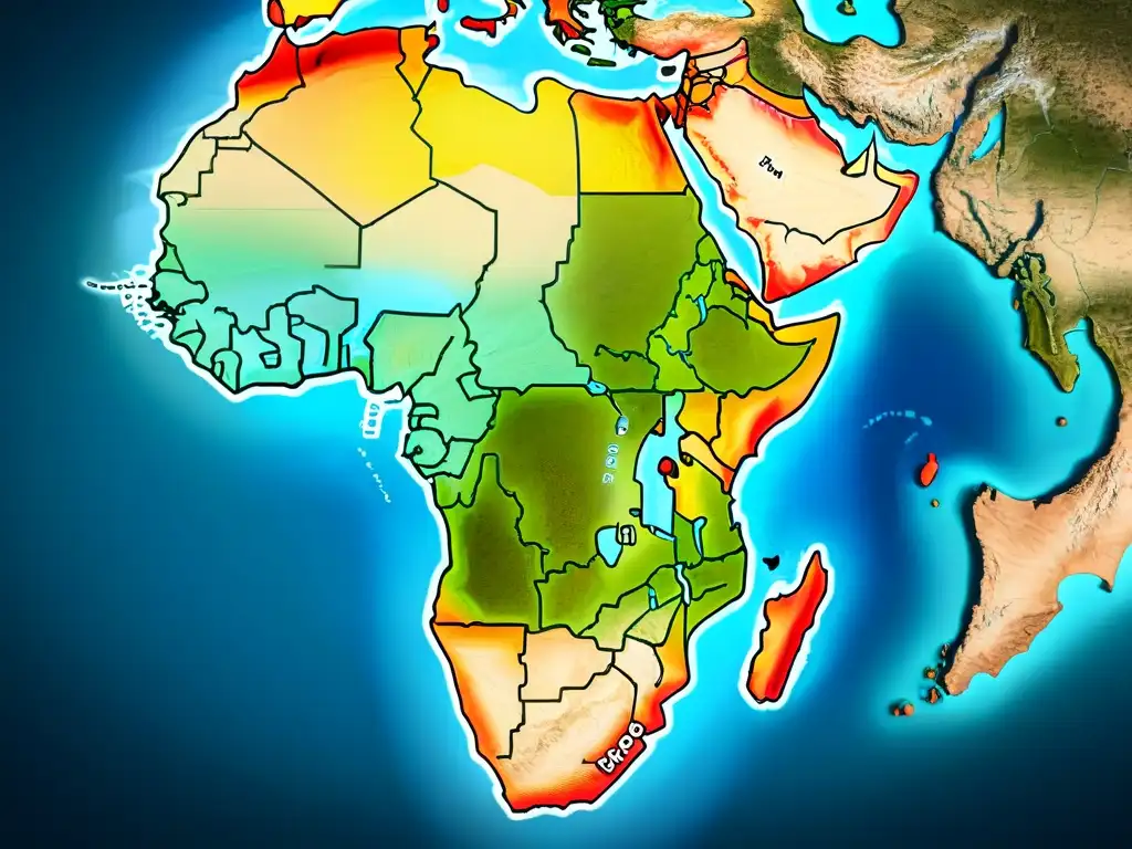 Mapa interactivo detallado de civilizaciones africanas con historia y artefactos desde Egipto a Sudáfrica