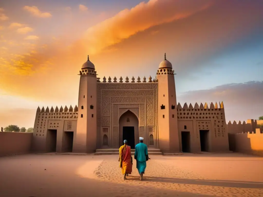 Maravillosa arquitectura africana a través del tiempo: la icónica Gran Mezquita de Djenné al atardecer