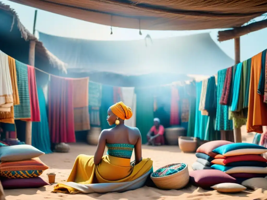 Mercado africano vibrante con moda y diseño tendencias en textiles y artesanías locales