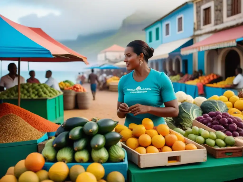 Un mercado vibrante en Cabo Verde, reflejando la influencia global de las civilizaciones africanas