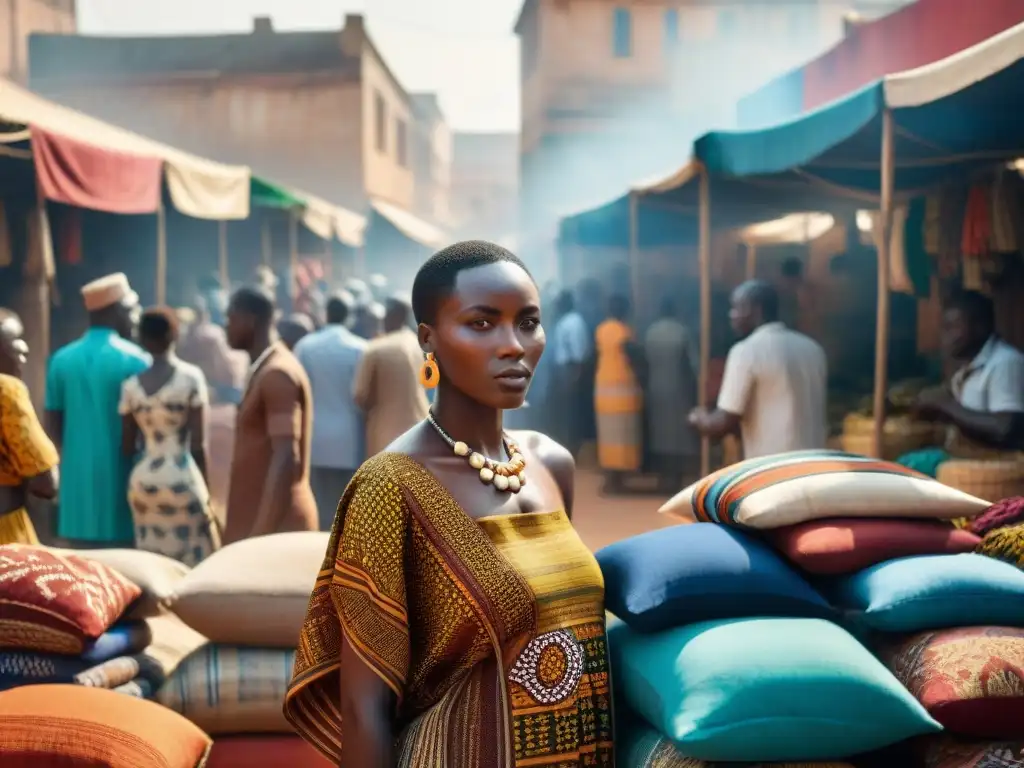 Un mercado vibrante en una ciudad de África Occidental, reflejando la influencia diáspora africana renacimiento cultural