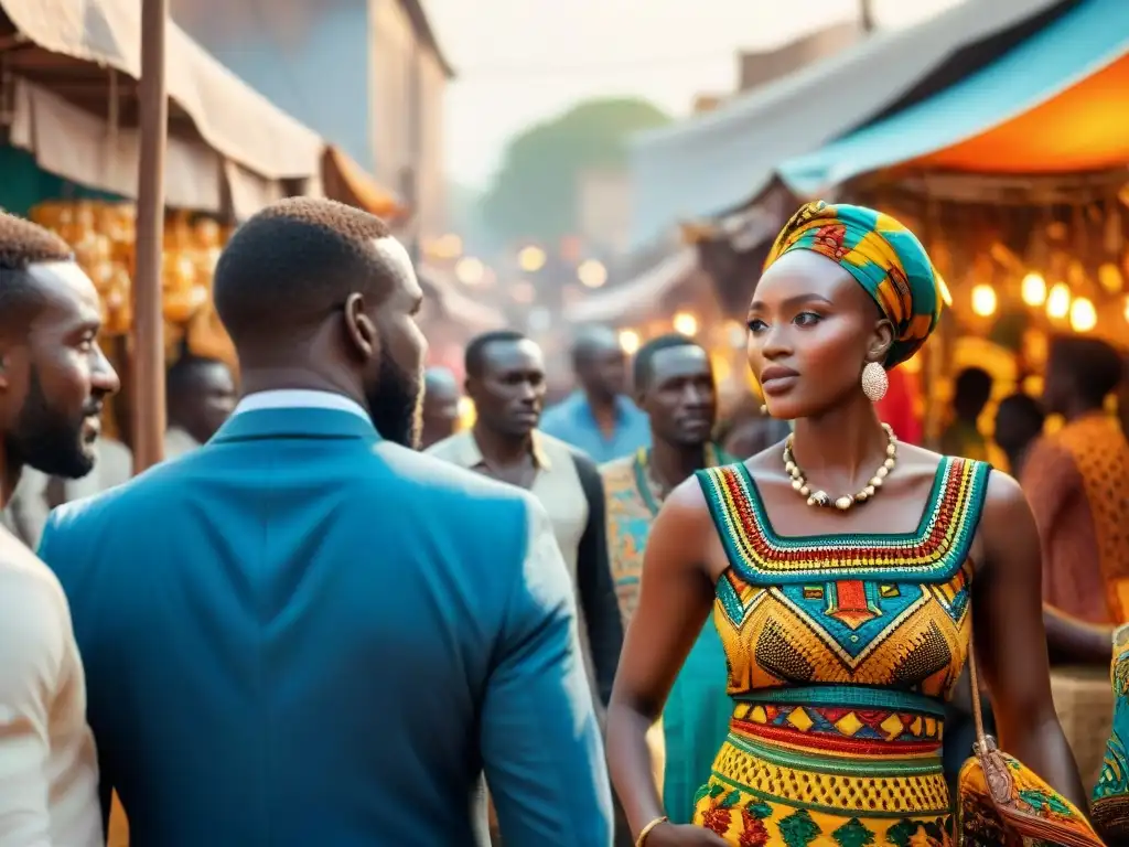 Un mercado vibrante en África muestra la diversidad cultural y la influencia de las lenguas africanas en el mundo