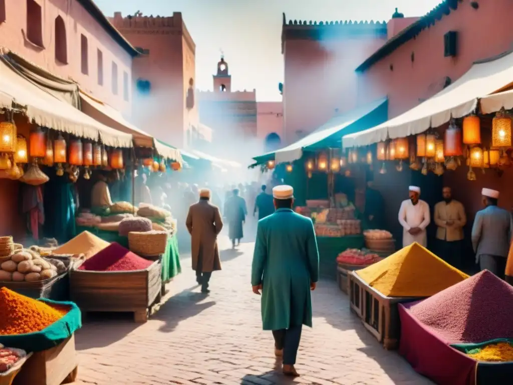 Mercado vibrante en Marrakech con historia de civilizaciones africanas en redes sociales