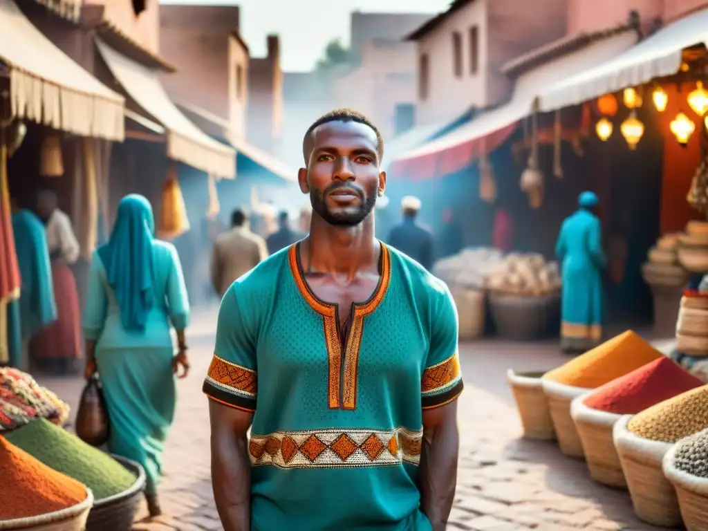 Mercado vibrante en Marrakech, Marruecos, reflejando el turismo en África motor económico