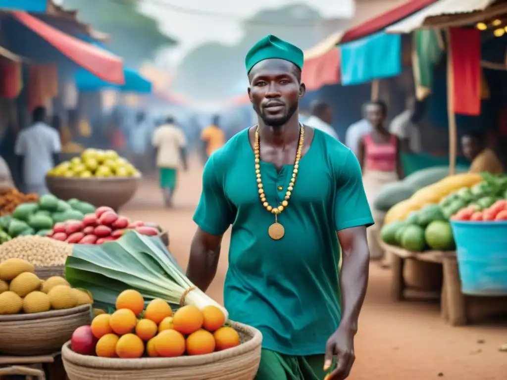 Mercados callejeros vibrantes de Gambia con puestos coloridos y música tradicional