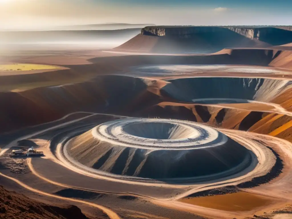 Mineros trabajando en una mina de diamantes en África, reflejando la dura realidad y la importancia global del diamante africano riqueza poder global