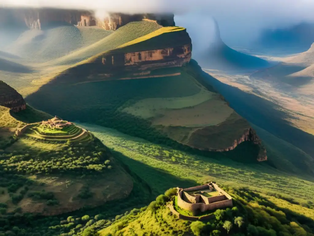 Monasterio aislado de Etiopía en paisaje impresionante