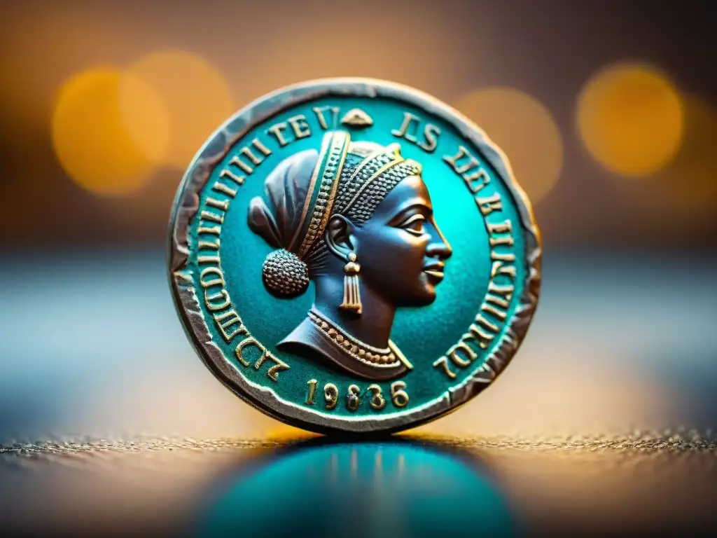 Una moneda africana antigua y rara, detallada y llena de historia