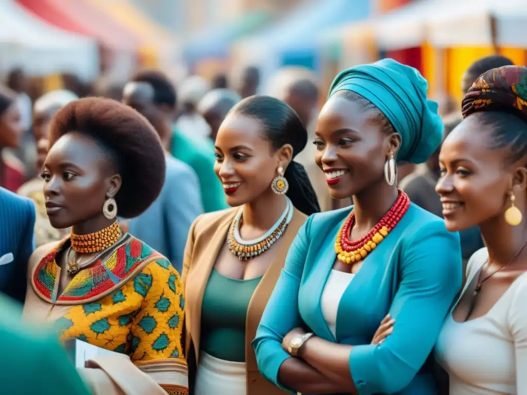 Mujeres africanas liderando la economía global con determinación en un bullicioso mercado