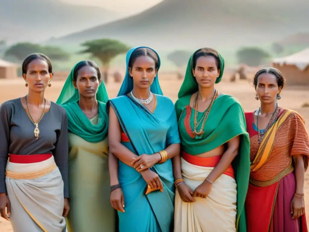 Mujeres eritreas en trajes tradicionales, expresando autodeterminación en la historia eritrea
