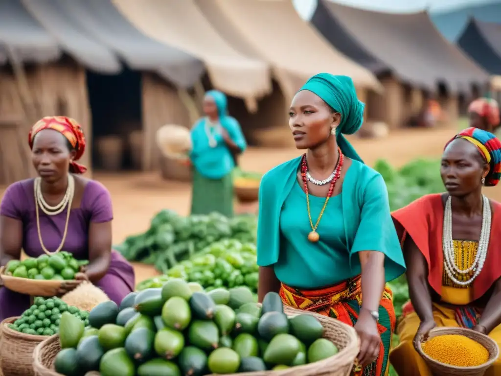 Mujeres en reinos del sur: Mujeres africanas realizando actividades tradicionales con trajes coloridos