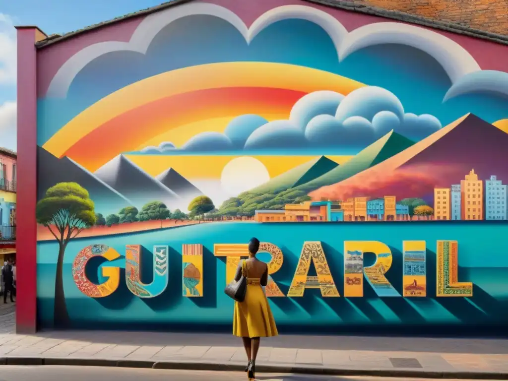 Un mural callejero vibrante en una ciudad africana, fusionando movimientos culturales africanos contemporáneos