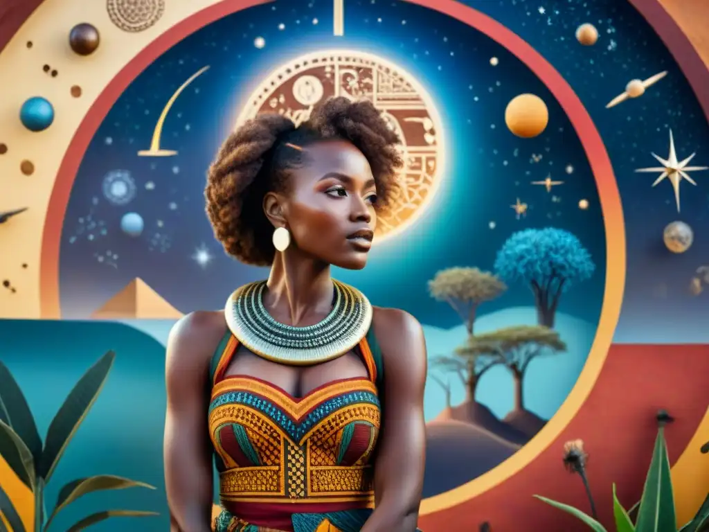 Un mural detallado muestra mujeres africanas en tecnología antigua, destacando en ciencias