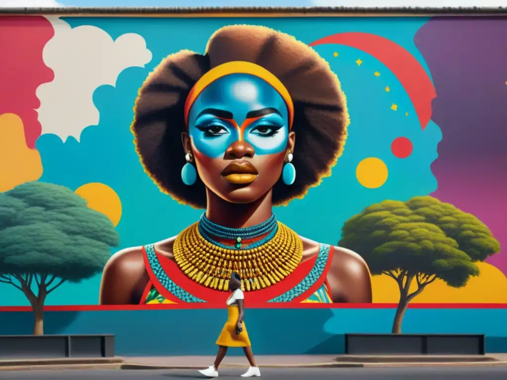 Un mural vibrante fusiona arte africano, amuletos y cultura pop en la ciudad