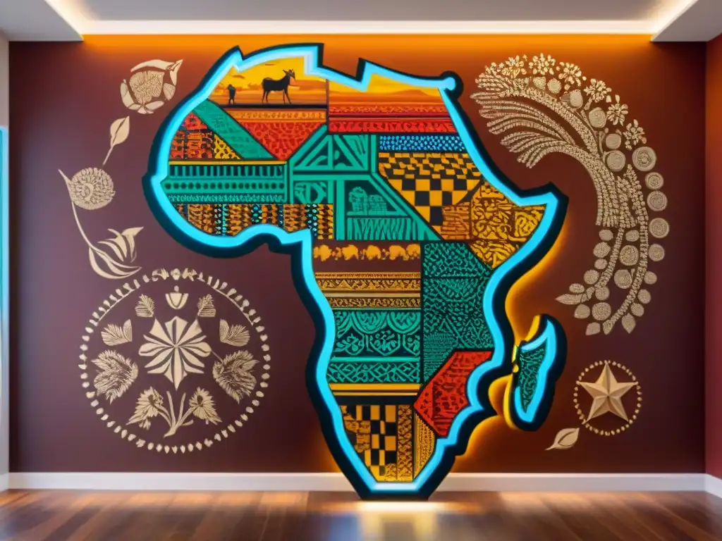 Un mural vibrante y detallado con simbolismo africano, diáspora y evolución cultural en África