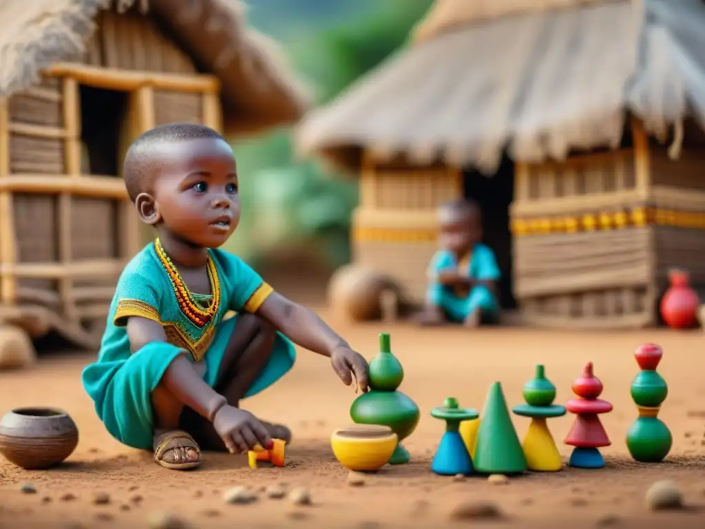 Juegos tradicionales africanos: alegría y color en la aldea Niños juegan tradicionales juegos africanos en una aldea rural