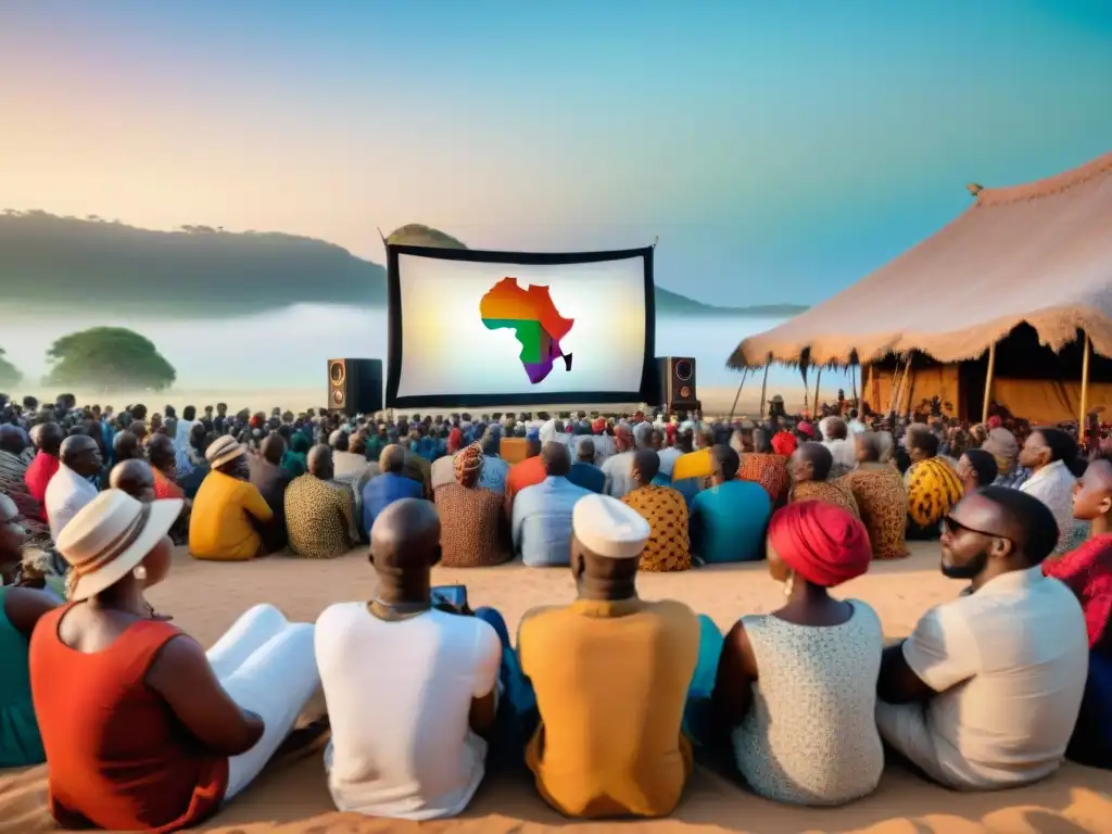 Una noche mágica en un festival de cine africano, donde la diversidad y la cultura brillan bajo el cielo estrellado