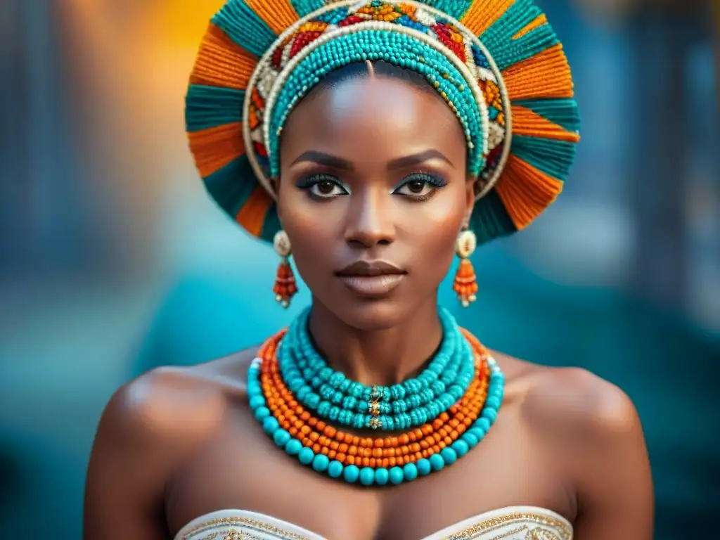 Inspiración joyería nupcial africana: Novia africana con joyas de cuentas y colores vibrantes