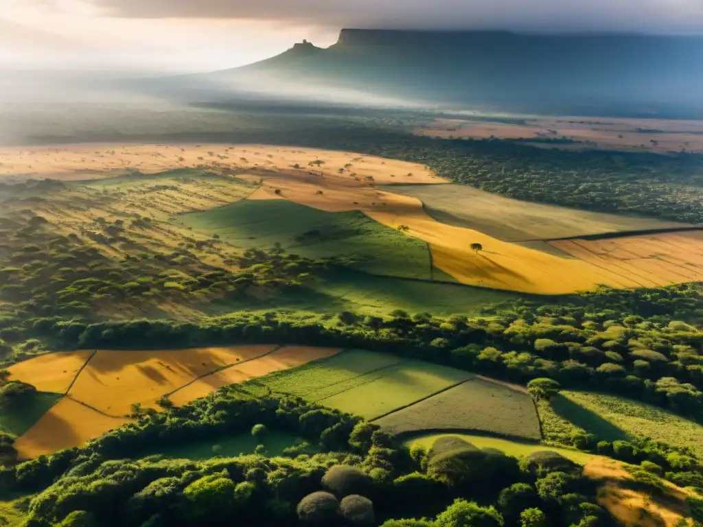 Un paisaje africano con antiguos asentamientos y terrazas, revelando la organización cultural y arqueología del lugar