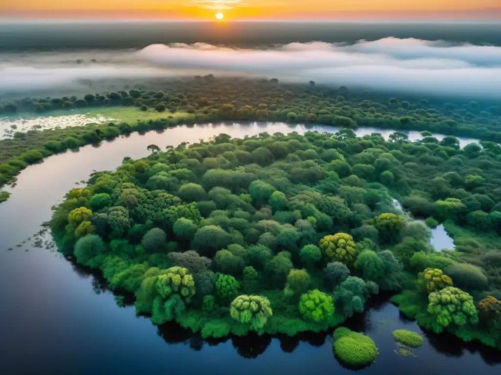 Panorámica del atardecer sobre el Delta del Okavango en Botswana, reflejando la armonía entre civilizaciones africanas e influencia global