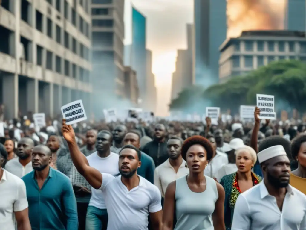 Marcha por la democracia en África: unidad y esperanza en la lucha Manifestación poderosa de ciudadanos africanos en unidad por la democracia en dictaduras modernas en África