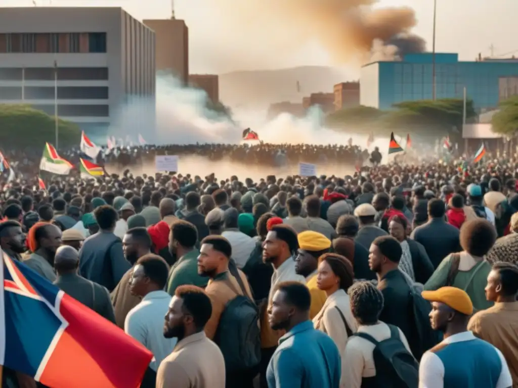 Una poderosa manifestación en las calles de Namibia durante la lucha contra el apartheid sudafricano