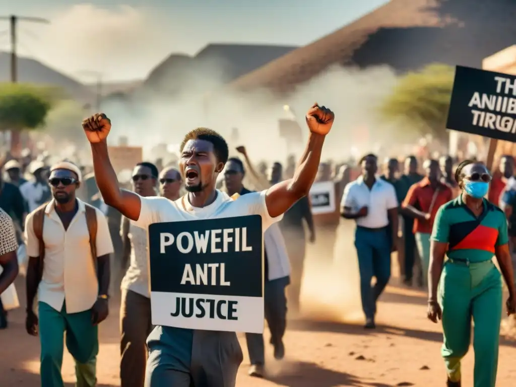 Una poderosa marcha en Windhoek: namibianos luchan contra apartheid con letreros en inglés e idiomas indígenas