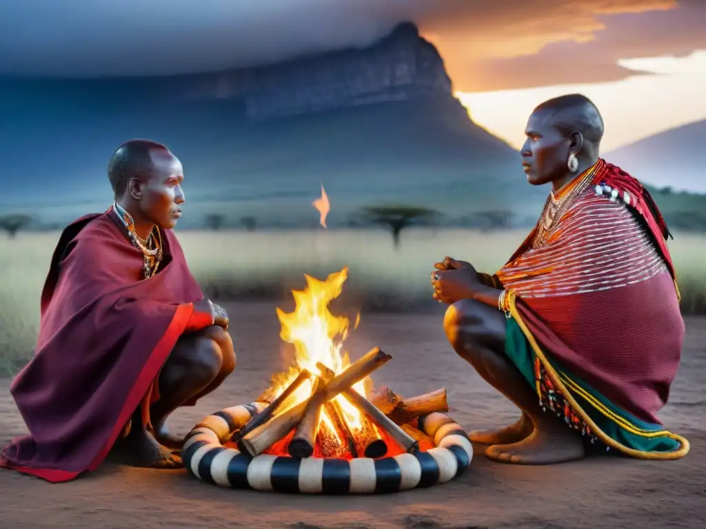 Prácticas espirituales en África: Maasai realizan ritual nocturno alrededor de fogata