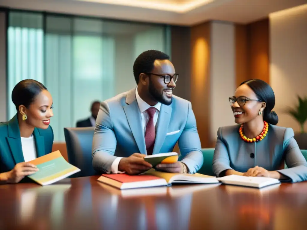 Profesionales africanos de sistemas legales en África colaborando en conferencia