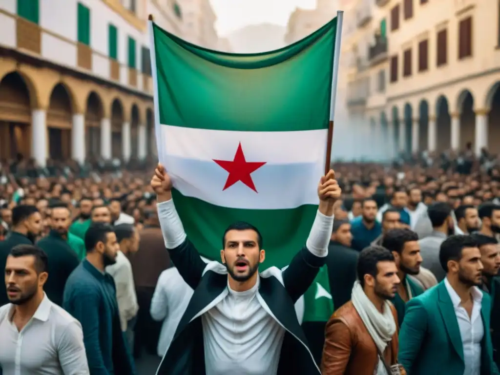 Protesta en Argelia contra dominio francés, reflejando determinación y fervor del pueblo por la independencia