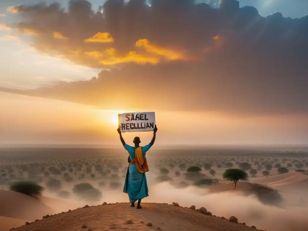 Puesta de sol en el Sahel: protesta pacífica contra la esclavitud, uniendo tradición y activismo