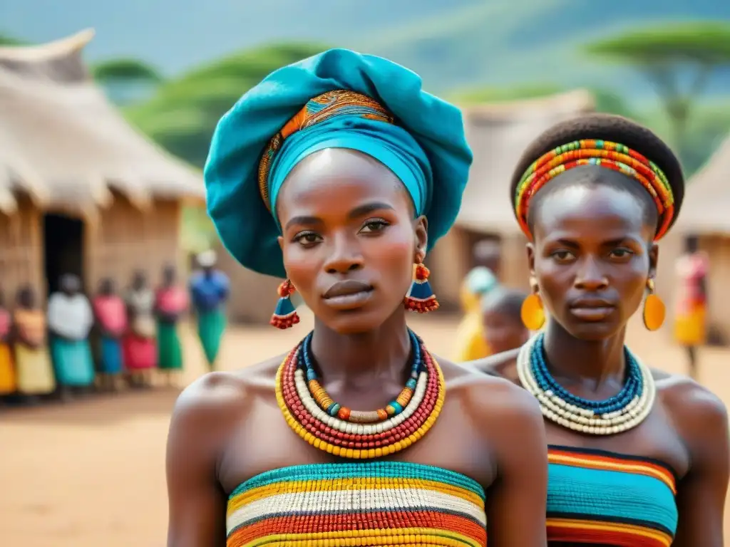 Representaciones de la feminidad africana: Mujeres africanas orgullosas luciendo vestimenta tradicional en una plaza soleada