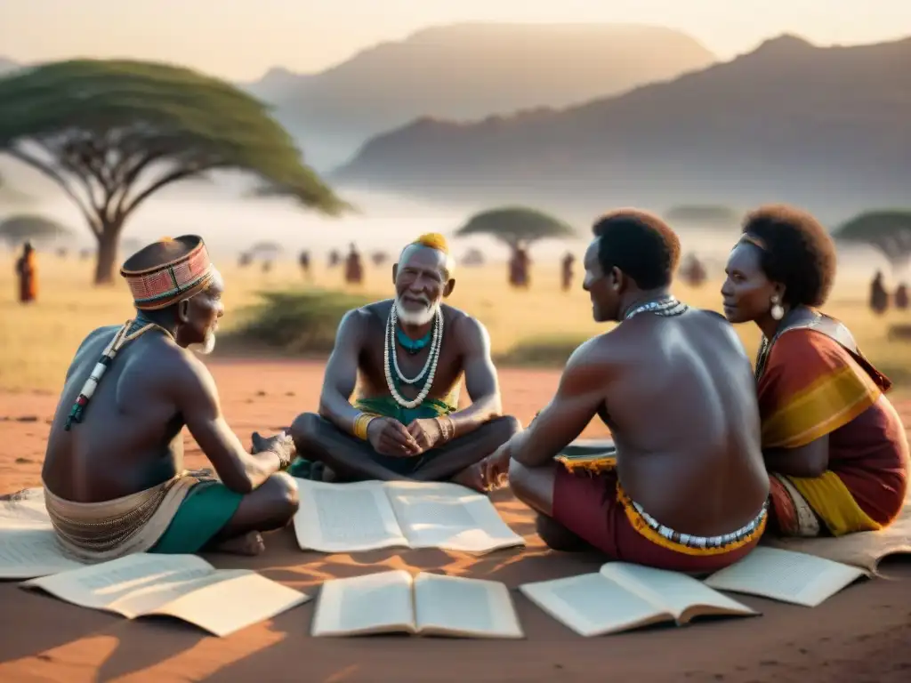 Reunión de ancianos indígenas africanos, preservando la historia civilizaciones africanas influencia global entre tradición y tecnología moderna