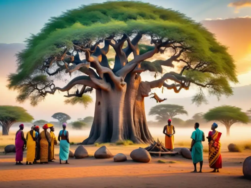 Ritual de sanación africano bajo el baobab: medicina tradicional africana influencia global