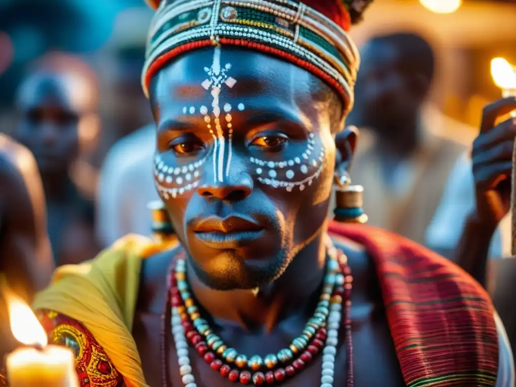 Un ritual vudú en Benín, África: danza, velas y ofrendas, capturando la esencia mística de las prácticas de vudú en África