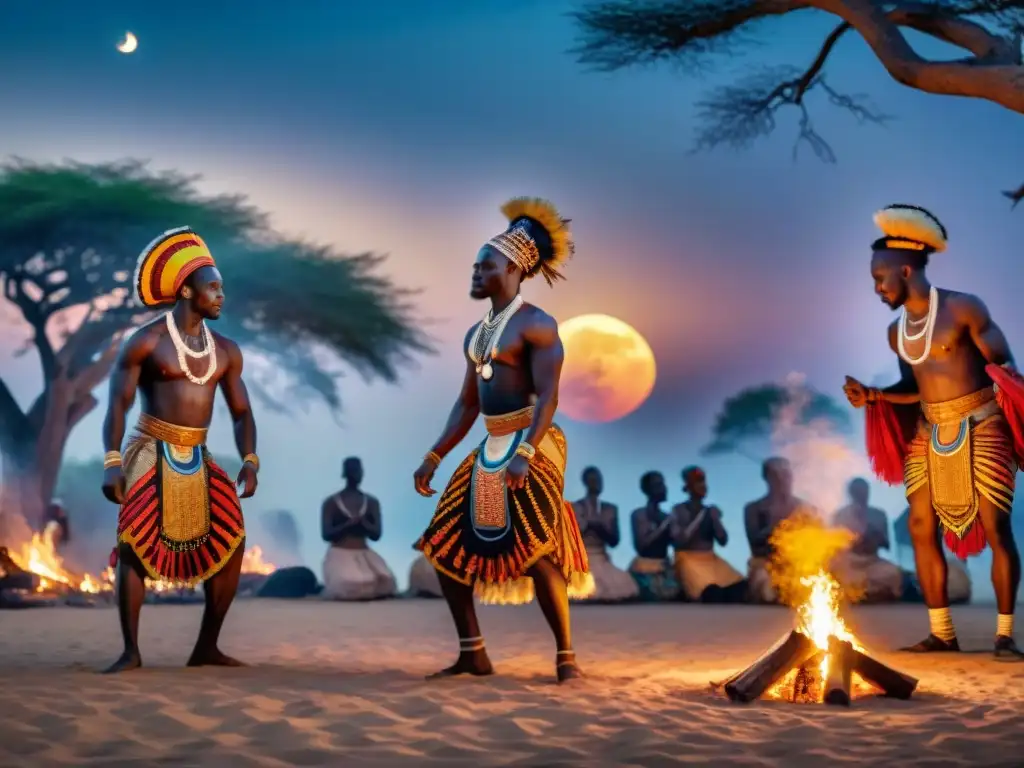 Un ritual sagrado: danzas africanas alrededor de una fogata, conectando con la esencia espiritual y cultural