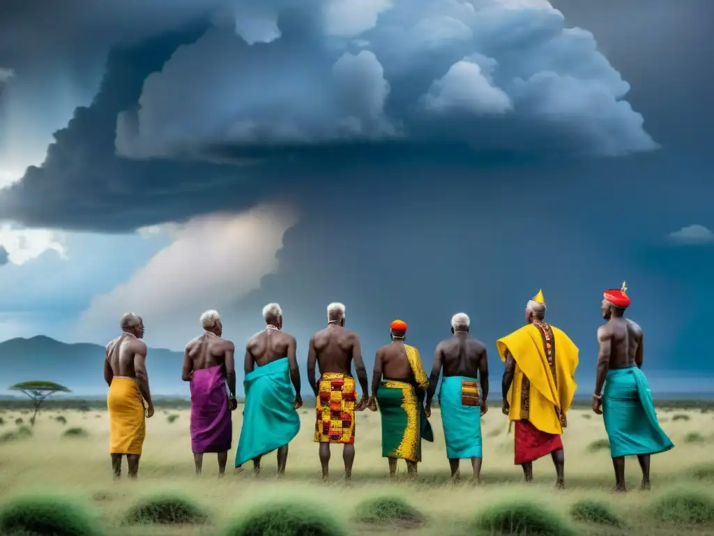 Rituales de invocación de lluvia: Ancianos africanos realizan un hipnótico baile bajo un cielo tormentoso